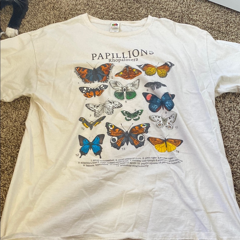 Fruit of the Loom White Butterfly Graphic T-Shirt